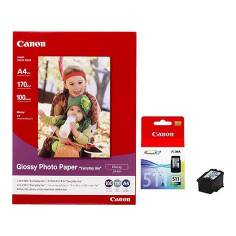 Canon CL-511 + GP-501 2972B008 Üç Renkli Mürekkep Kartuşu