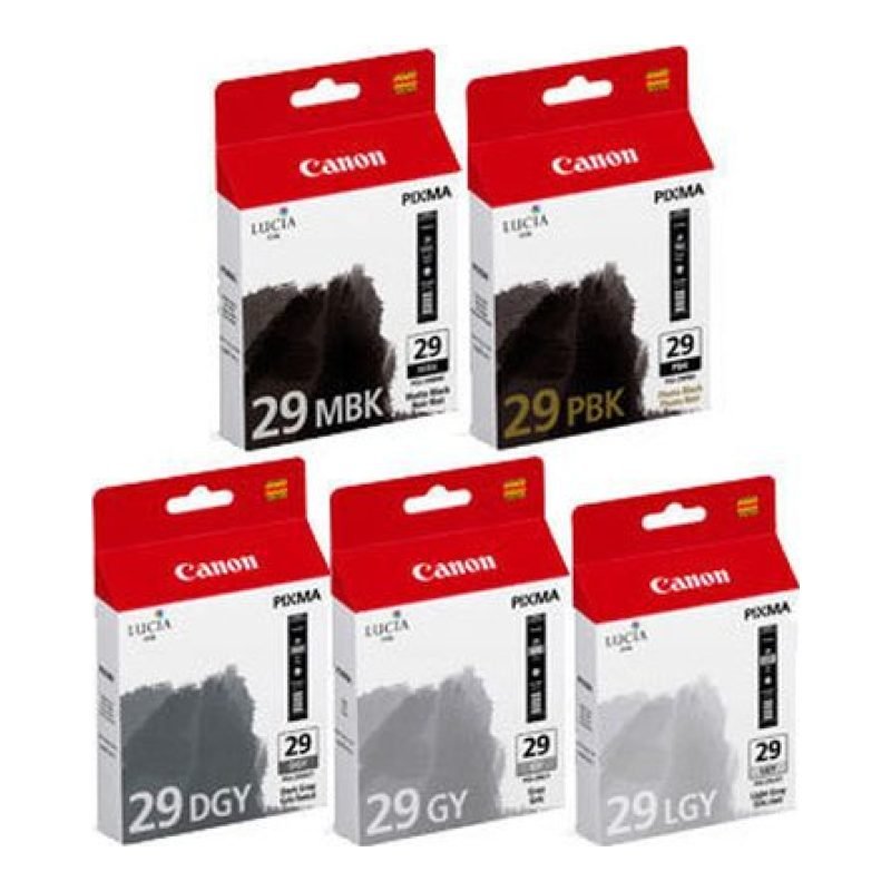 Canon PGI-29 MBK/PBK/DGY/GY/LGY 4868B005 Üç Renkli Mürekkep Kartuşu