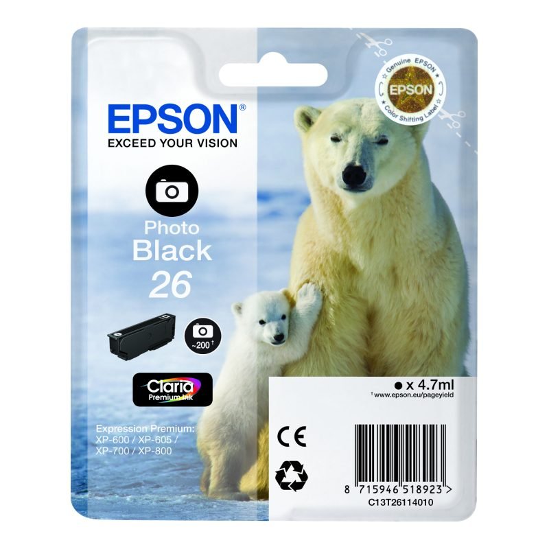 Epson 26 C13T26114010 Foto Siyah Mürekkep Kartuşu