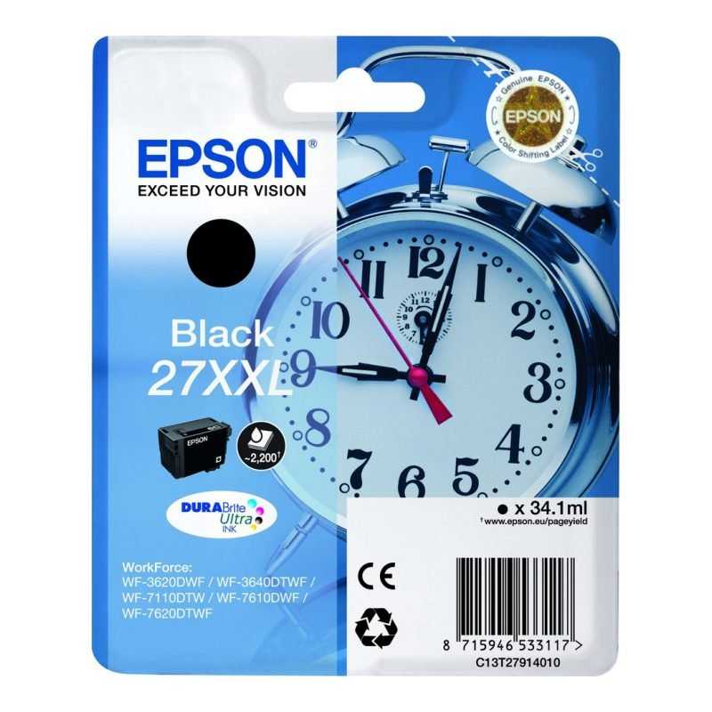 Epson 27XXL C13T27914010 Siyah Yüksek Kapasiteli Mürekkep Kartuşu