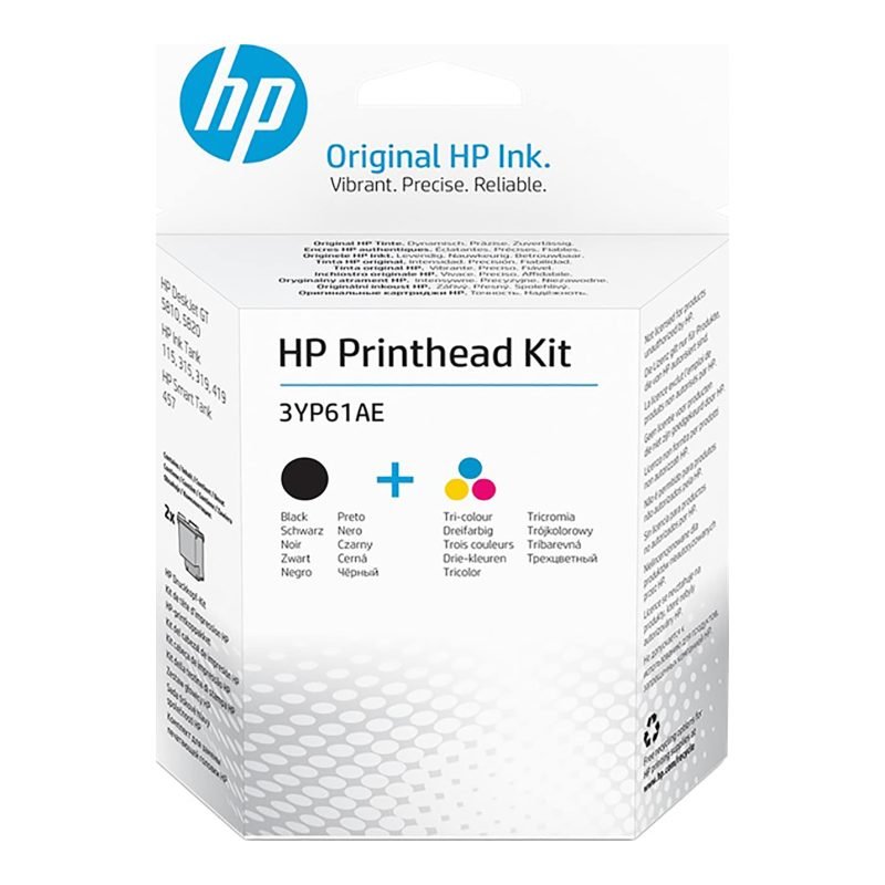 HP 3YP61AE Siyah/Üç GT Baskı Kafası Takımı 3YP61AE Üç Renkli Mürekkep Kartuşu