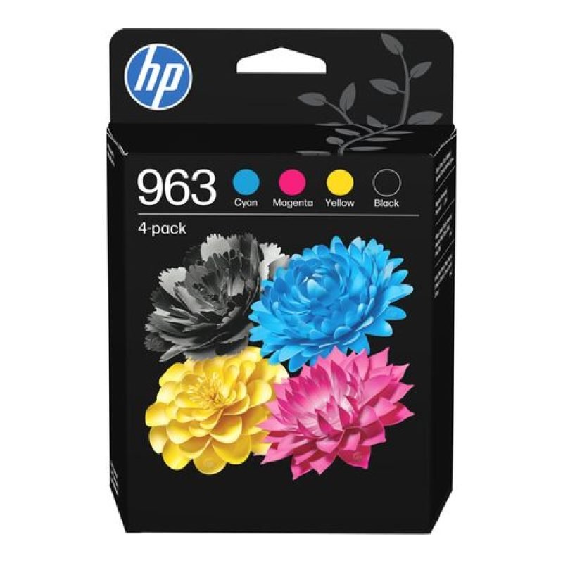 HP 963 4'lü paket Siyah/Camgöbeği/Macenta/Sarı Kartuşları 6ZC70AE Üç Renkli Mürekkep Kartuşu