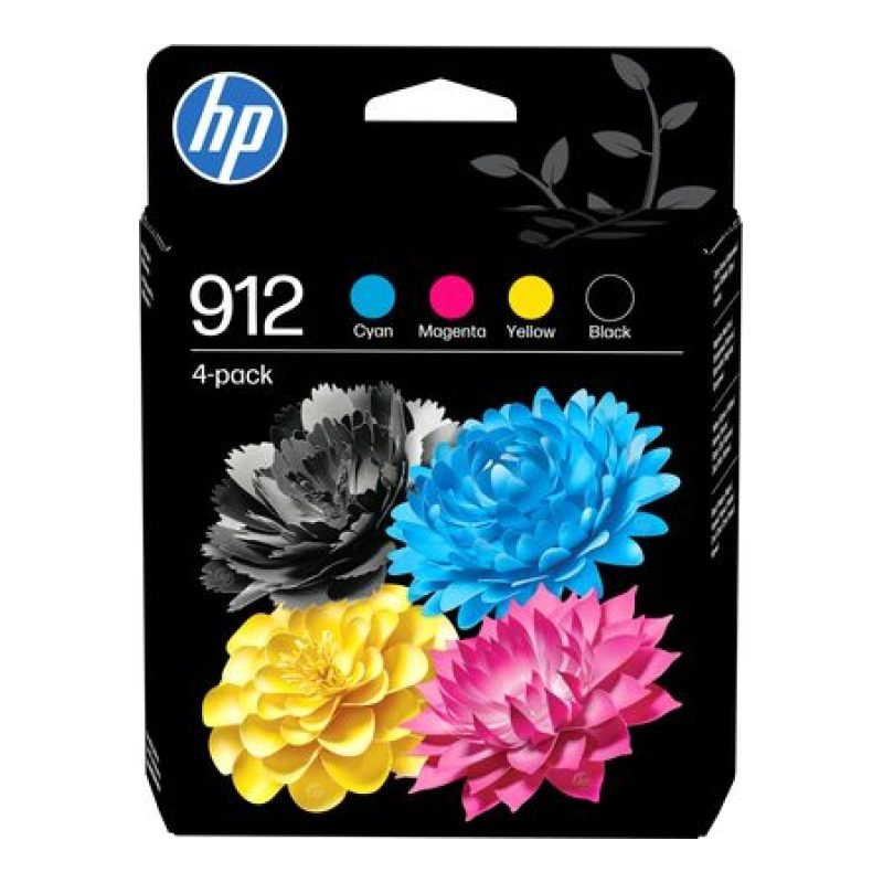 HP 912 4'lü paket Siyah/Camgöbeği/Macenta/Sarı Kartuşları 6ZC74AE Üç Renkli Mürekkep Kartuşu