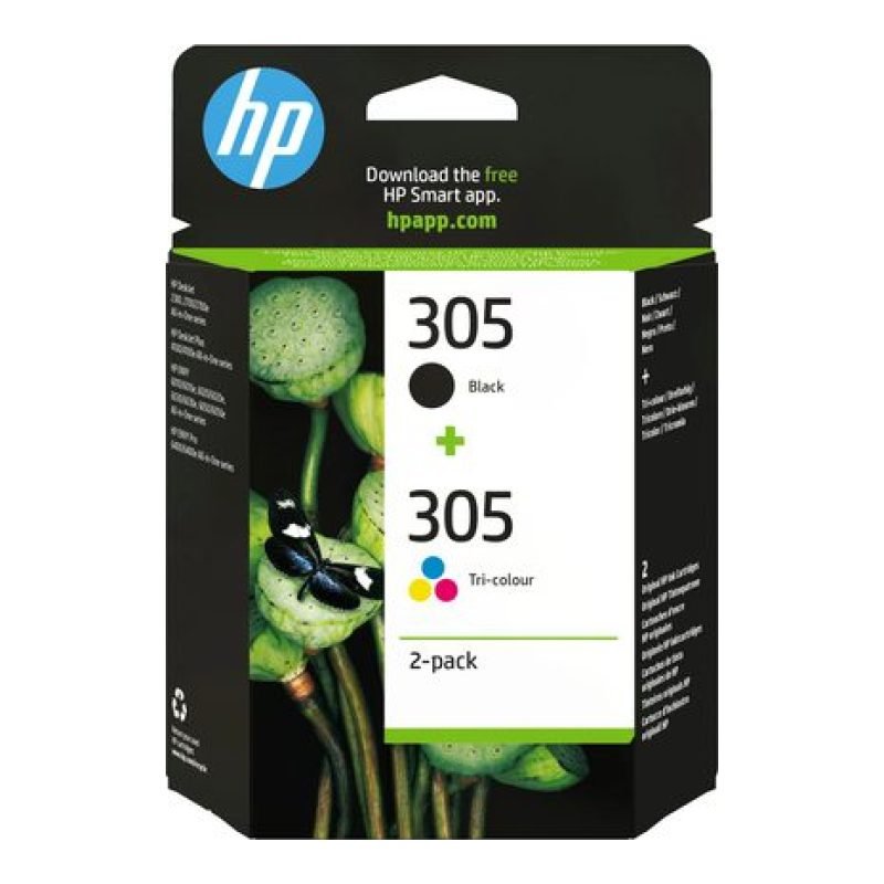 HP 305 2'li paket Üç Renk/Siyah Kartuşları 6ZD17AE Üç Renkli Mürekkep Kartuşu