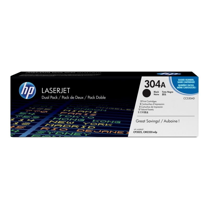 HP 304A 2'li Paket Kartuşları CC530AD Siyah Toner