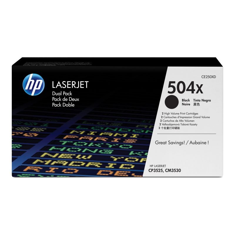 HP 504X 2'li Paket Kartuşları CE250XD Siyah Toner