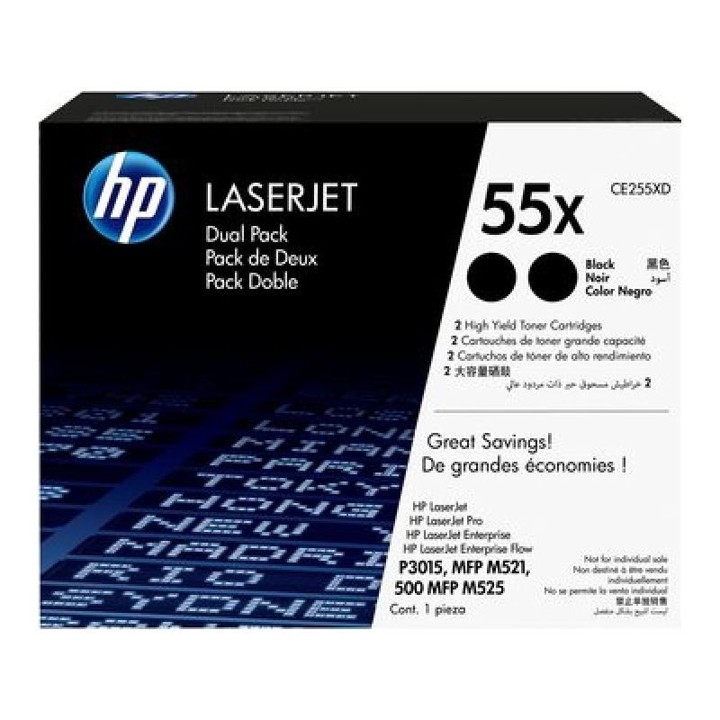 HP 55X 2'li Paket Kartuşları CE255XD Siyah Toner
