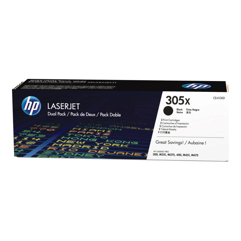 HP 305X 2'li Paket Kartuşları CE410XD Siyah Toner