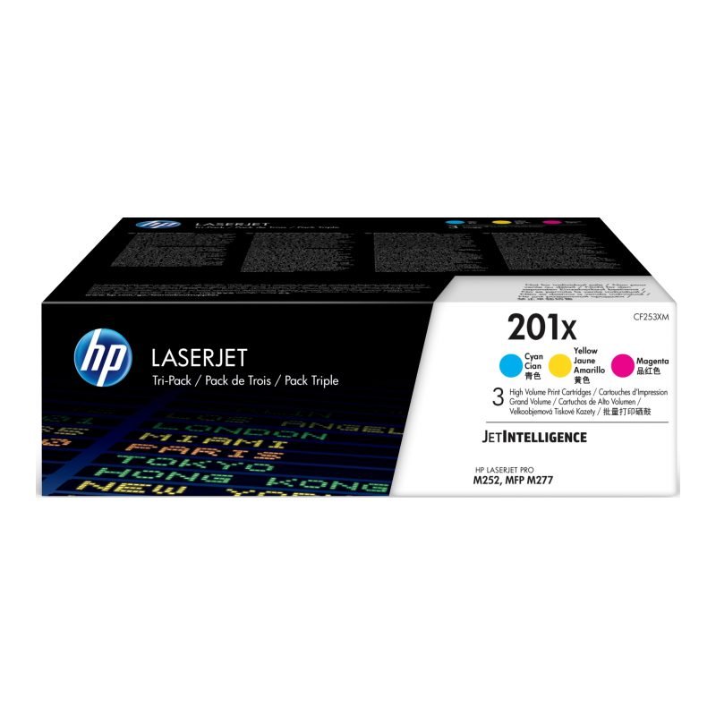 HP 201X 3'lü Paket Camgöbeği/Macenta/Sarı Kartuşları CF253XM Üç Renkli Toner