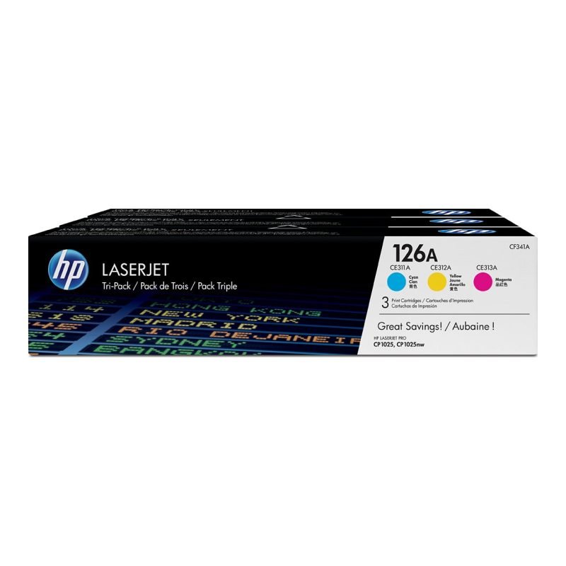 HP 126A 3'lü Paket Camgöbeği/Macenta/Sarı Kartuşları CF341A Üç Renkli Toner