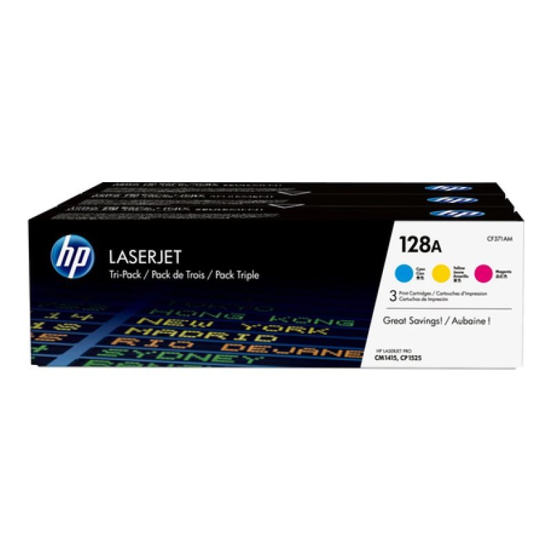 HP 128A 3'lü Paket Camgöbeği/Macenta/Sarı Kartuşları CF371AM Üç Renkli Toner — görsel 2