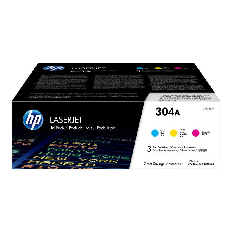HP 304A 3'lü Paket Camgöbeği/Macenta/Sarı Kartuşları CF372AM Üç Renkli Toner