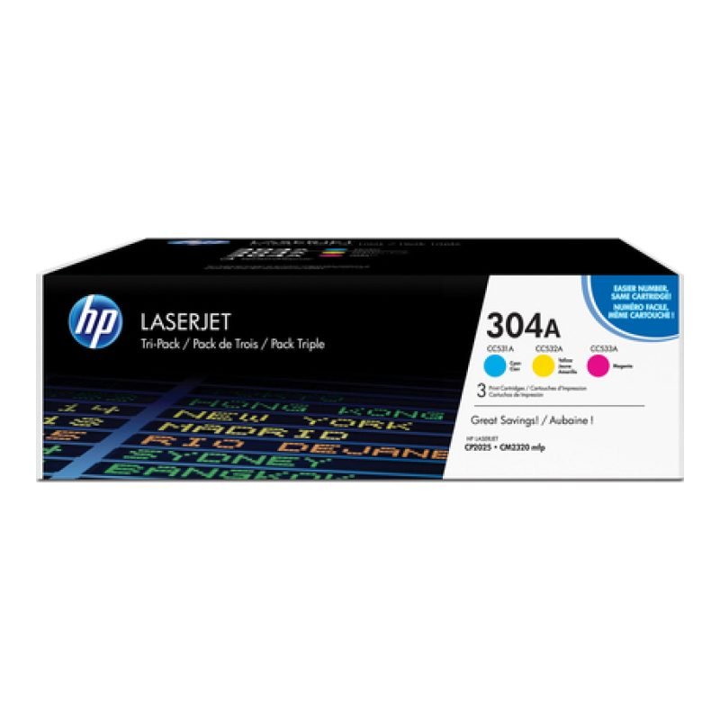 HP 304A 3'lü Paket Camgöbeği/Macenta/Sarı Kartuşları CF372AM Üç Renkli Toner — görsel 2