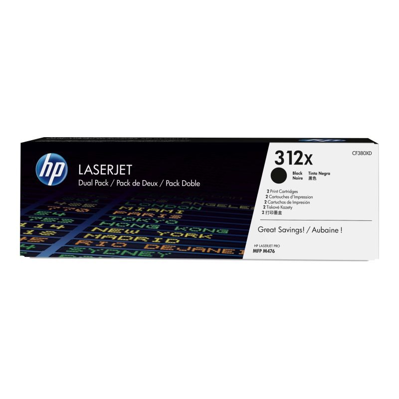 HP 312X 2'li paket Kartuşları CF380XD Siyah Toner
