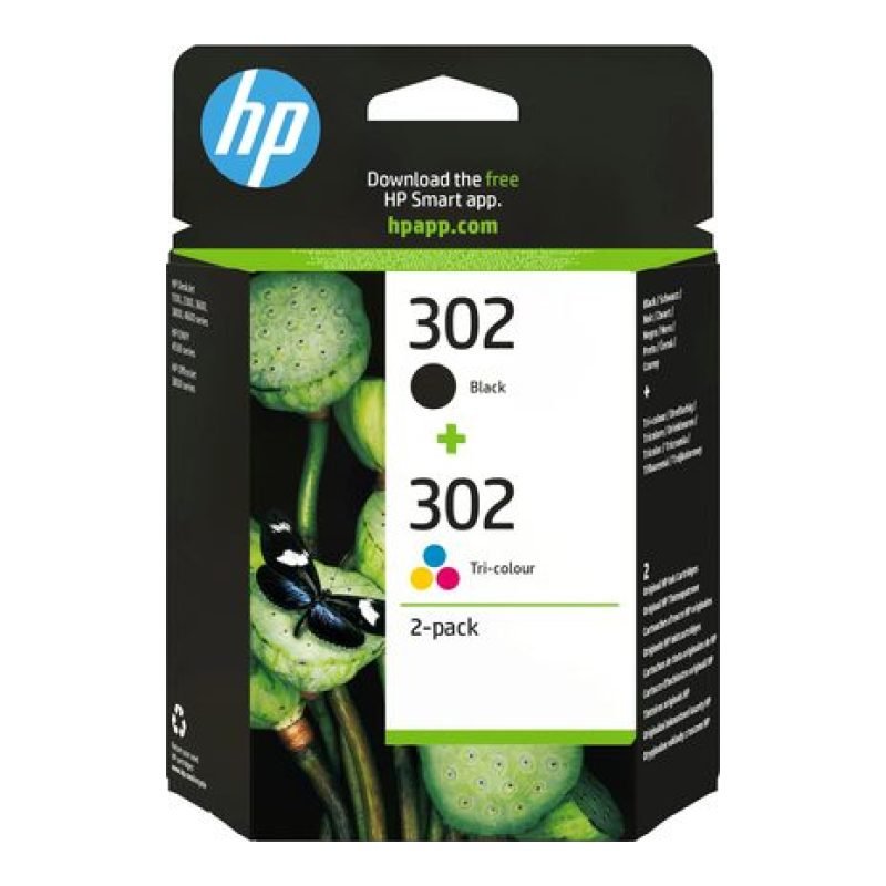 HP 302 2'li Paket Siyah/Üç Kartuşları X4D37AE Üç Renkli Mürekkep Kartuşu