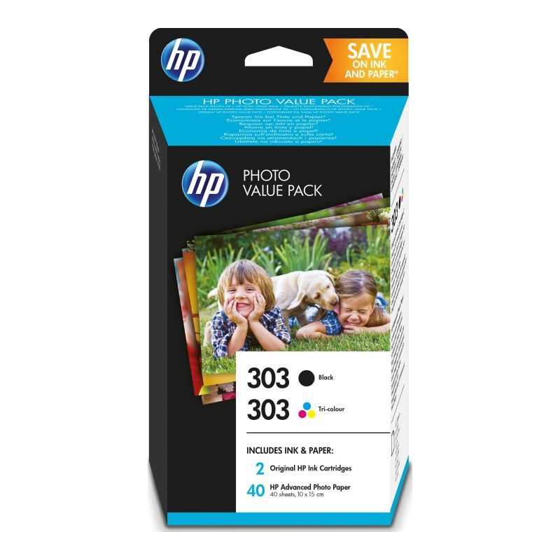 HP 303 Siyah/Üç Avantajlı Fotoğraf Paketi-40 yaprak/10 x 15 cm Z4B62EE Üç Renkli Mürekkep Kartuşu